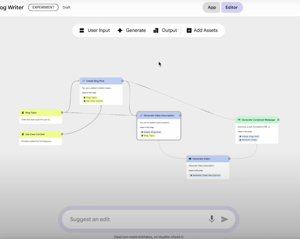 Opal (by Google): create Mini Ai apps | Navoki opal ai editor