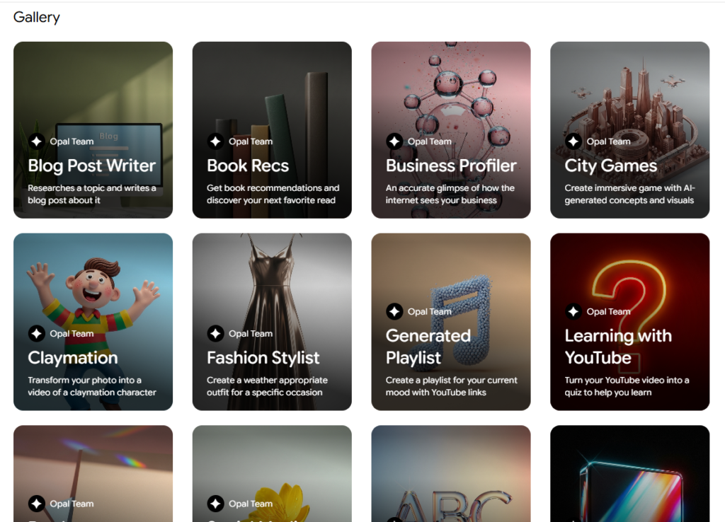 Opal (by Google): create Mini Ai apps | Navoki opal ai app gallery